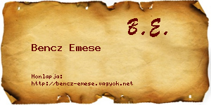 Bencz Emese névjegykártya